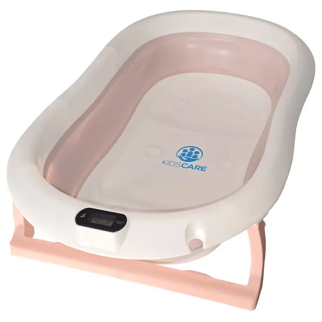 Cadita pliabila roz cu suport metalic KidsCare, termometru, perna reductor, jucarii, protectie cap, cana pliabila SUPKC-CB312-SUPORT-pink