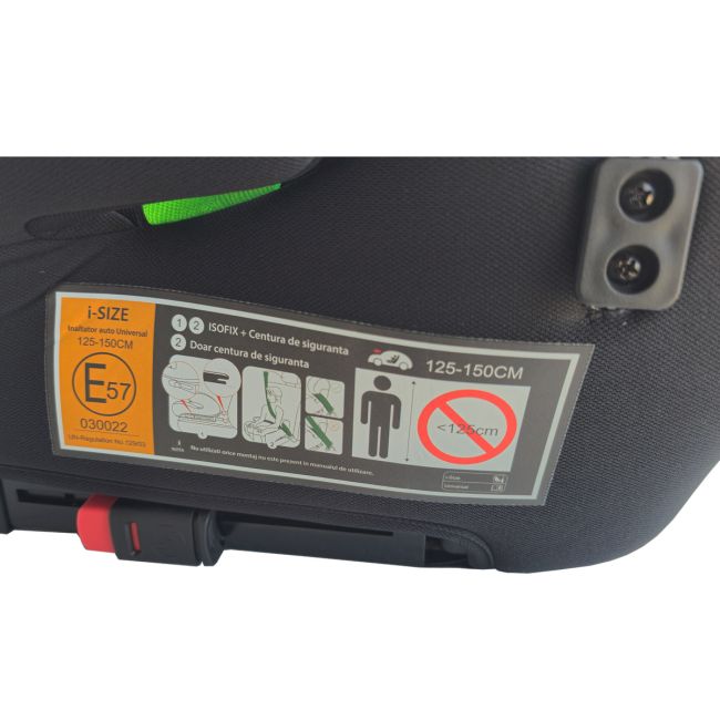 Inaltator auto copii KidsCare FixiGo cu Isofix, 125-150cm, husa lavabila, Negru, omologat R129 i-Size SUPKC_Fixigo_negru