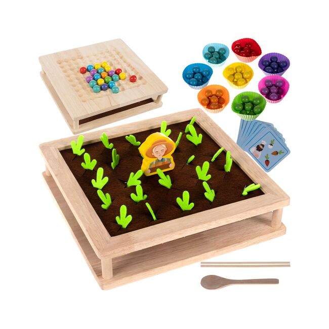 Puzzle din lemn, ferma, Kruzzel 22755, multicolor, 25 x 25 x 5, 8 cm SOLMAX22755