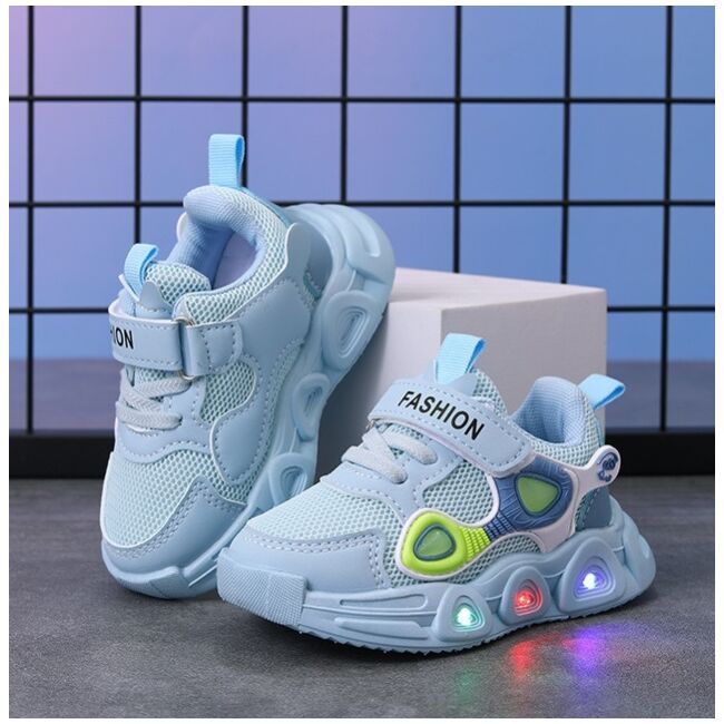 Adidasi bleu cu luminite - panda eyes mbc02-3-sa53