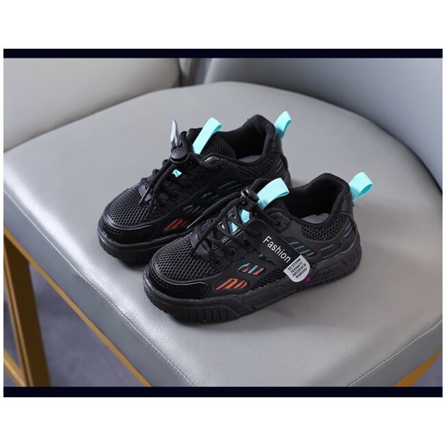 Adidasi negri cu dungi colorate si luminite mb323-2-sa53