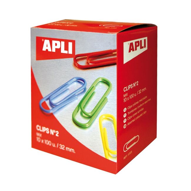 Agrafe pentru birou Apli, 32 mm, colorate, 100 bucati/cutie BPTCAL011723