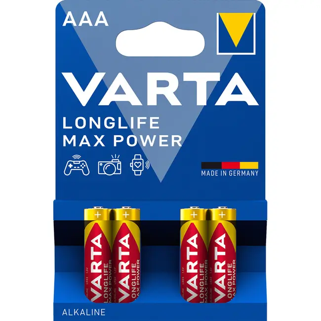 Baterii Varta Longlife Max Power, LR03, AAA, alcaline, 1.5 V, 4 bucati/set BPTCVR110002
