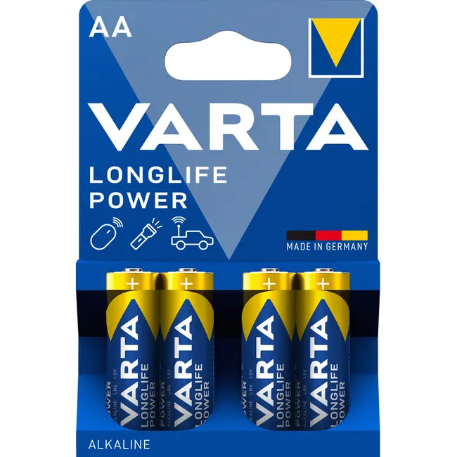 Baterii Varta Longlife Power, LR6, AA, alcaline, 1.5 V, 4 bucati/set BPTCVR120001