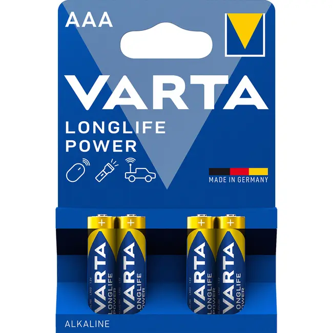 Baterii Varta Longlife Power LR03, AAA, alcaline, 1.5 V, 4 bucati/set BPTCVR120002