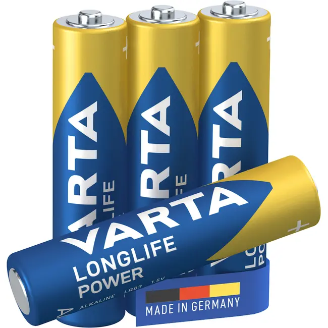 Baterii Varta Longlife Power LR03, AAA, alcaline, 1.5 V, 4 bucati/set BPTCVR120002