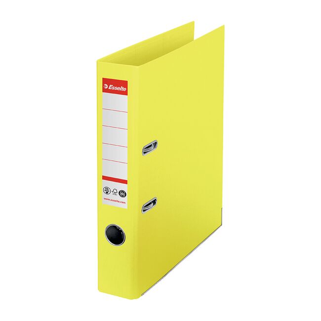 Biblioraft Esselte No.1 Power Recycled, carton, 100% reciclat, reciclabil, certificare FSC, A4, 50 mm, galben BPTCSL007573