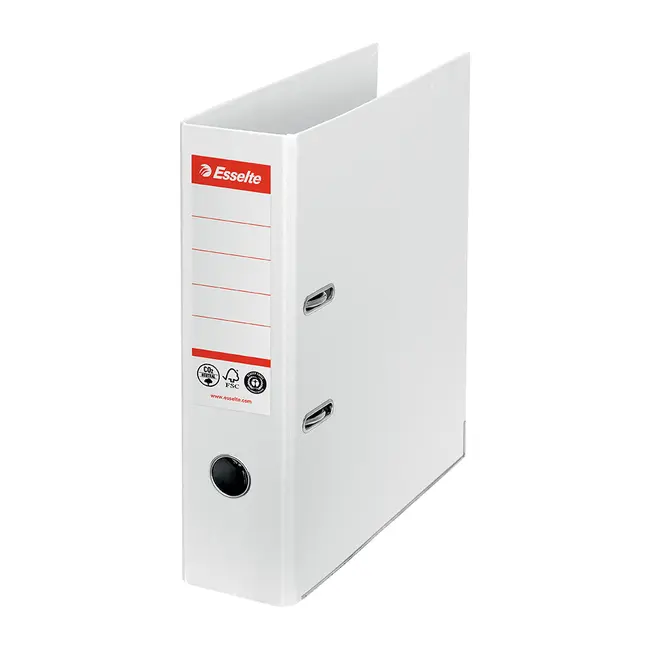 Biblioraft Esselte No.1 Power Recycled, carton, 100% reciclat, reciclabil, certificare FSC, A4, 75 mm, alb BPTCSL007570