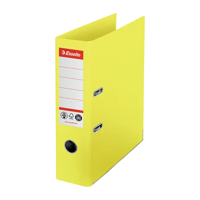 Biblioraft Esselte No.1 Power Recycled, carton, 100% reciclat, reciclabil, certificare FSC, A4, 75 mm, galben BPTCSL007566