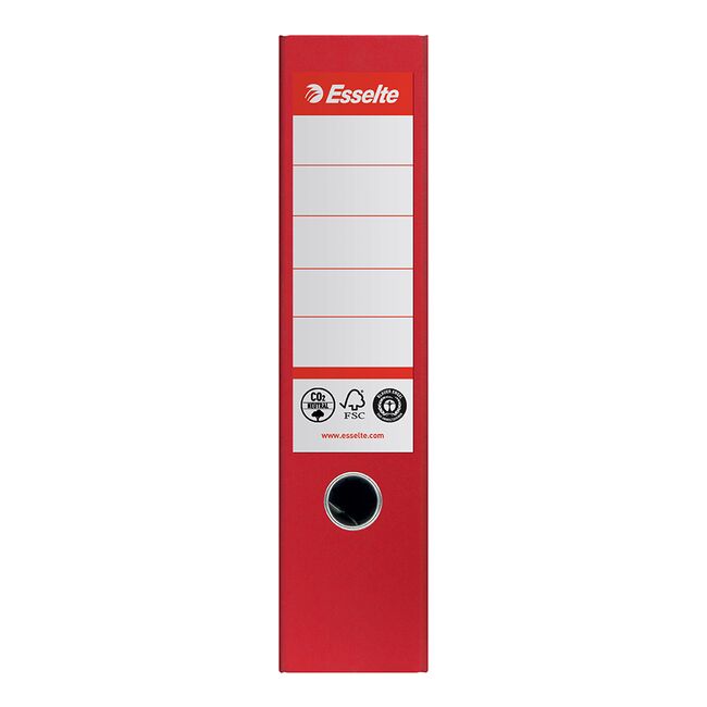 Biblioraft Esselte No.1 Power Recycled, carton, 100% reciclat, reciclabil, certificare FSC, A4, 75 mm, rosu BPTCSL007568