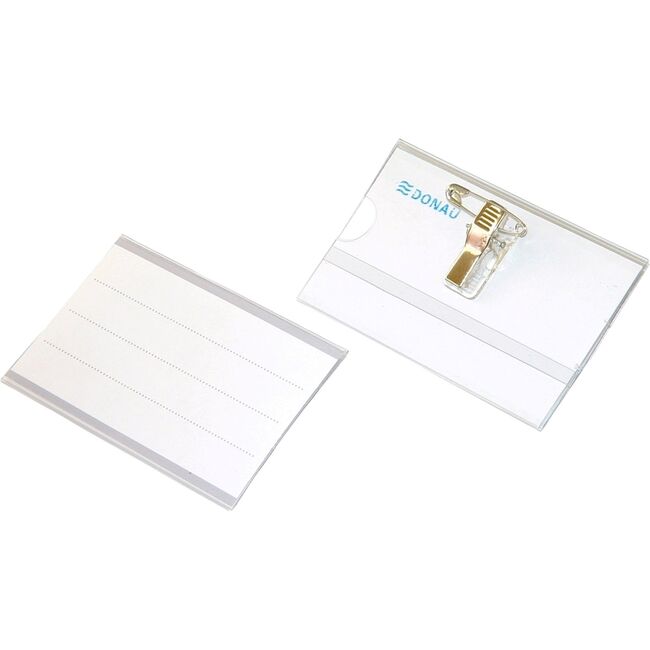 Ecuson orizontal Donau, 90 x 57 mm, cu ac si clip, 50 bucati/cutie BPTCDN100963