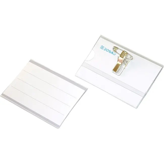 Ecuson orizontal Donau, 90 x 57 mm, cu ac si clip, 50 bucati/cutie BPTCDN100963