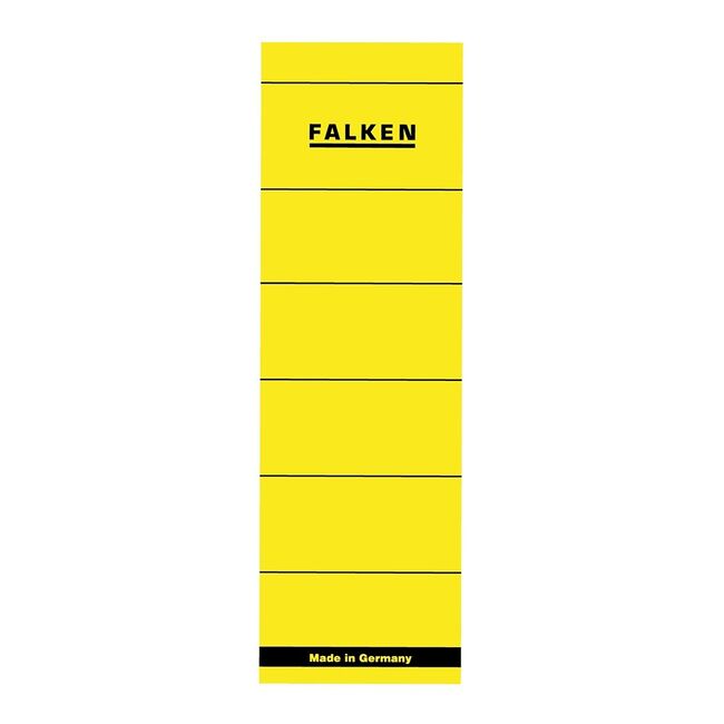 Etichete Falken autoadezive, pentru bibliorafturi,  60 x 190 mm, galben BPTCFA0663