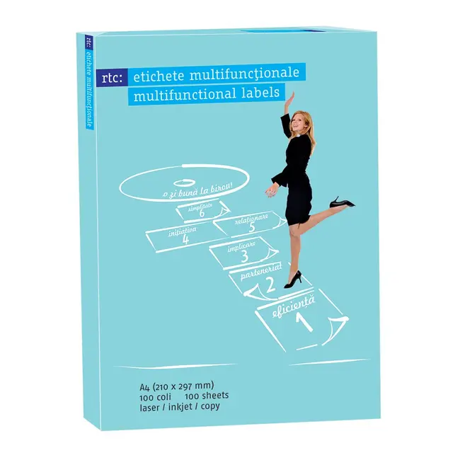 Etichete autoadezive RTC, A4, 64.6 x 33.8 mm, 2400 bucati, 100 coli/top BPTCRH1012