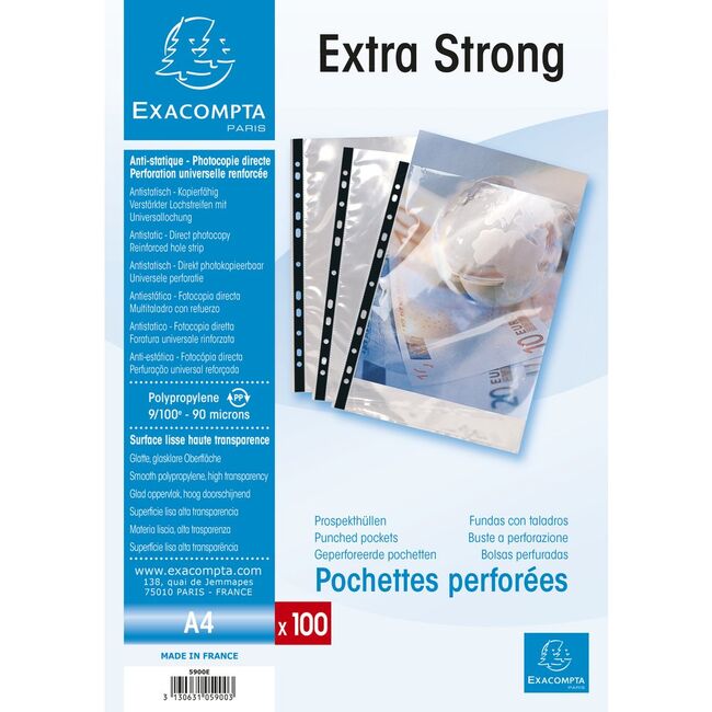 File de protectie Exacompta Cristal, grosime 90 microni, 100 bucati/set BPTCFA200103