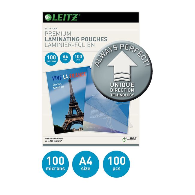 Folie Leitz UDT pentru laminare la cald, A4, 100 microni BPTCSL091005