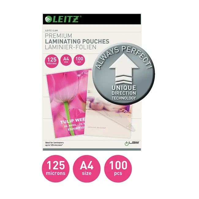 Folie Leitz UDT pentru laminare la cald, A4, 125 microni BPTCSL091255