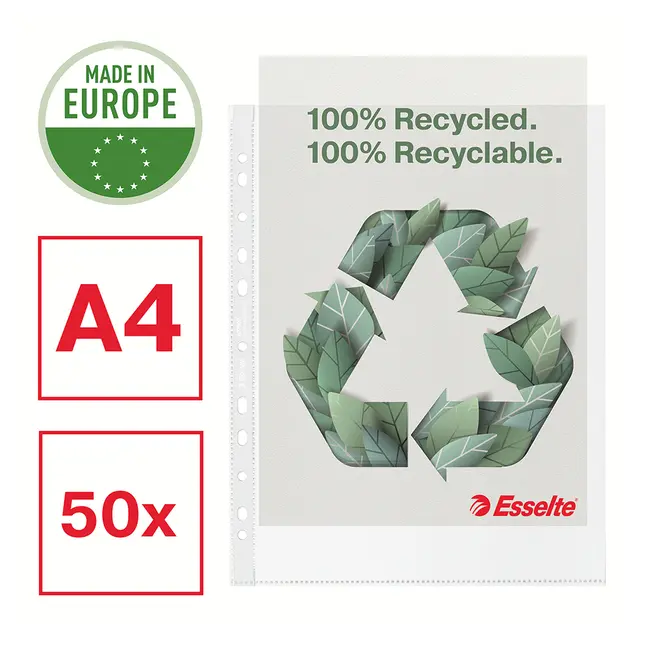 Folie de protectie Esselte Recycled, PP? reciclat, A4 MAXI, 70 mic, 50 bucati/cutie, standard BPTCSL007502