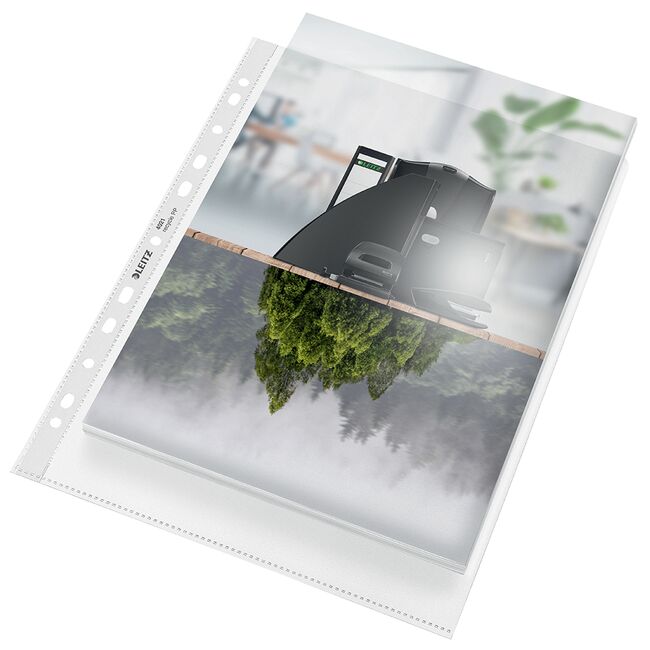 Folie de protectie Leitz Recycle, PP, 90% reciclat, reciclabil, A4 Maxi, 100 mic, 25 buc/ set, standard BPTCSL210003