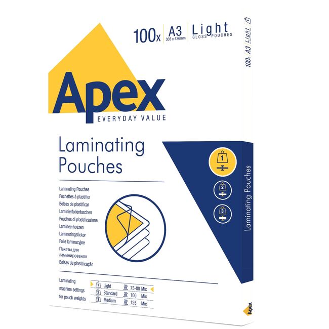 Folie pentru laminare Apex, 75-80 microni, A3, 100 coli/top BPTCAY140753
