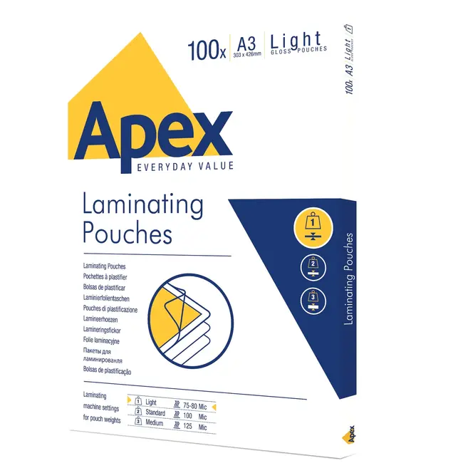 Folie pentru laminare Apex, 75-80 microni, A3, 100 coli/top BPTCAY140753