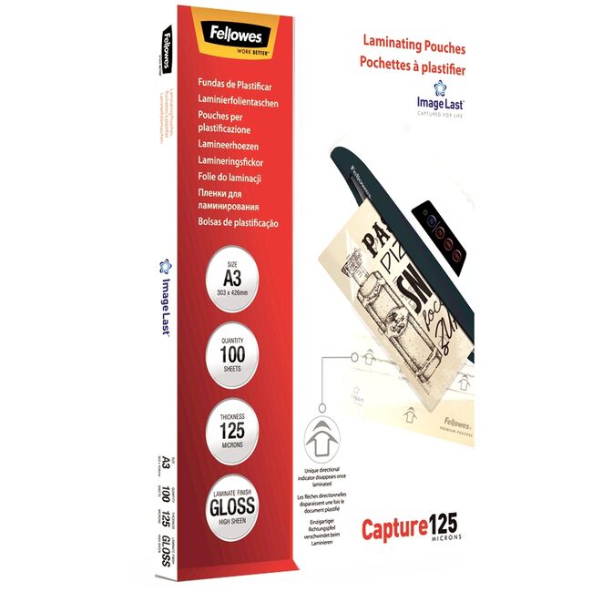 Folie pentru laminare Fellowes, 125 microni, A3, 100 coli/top BPTCAY141253