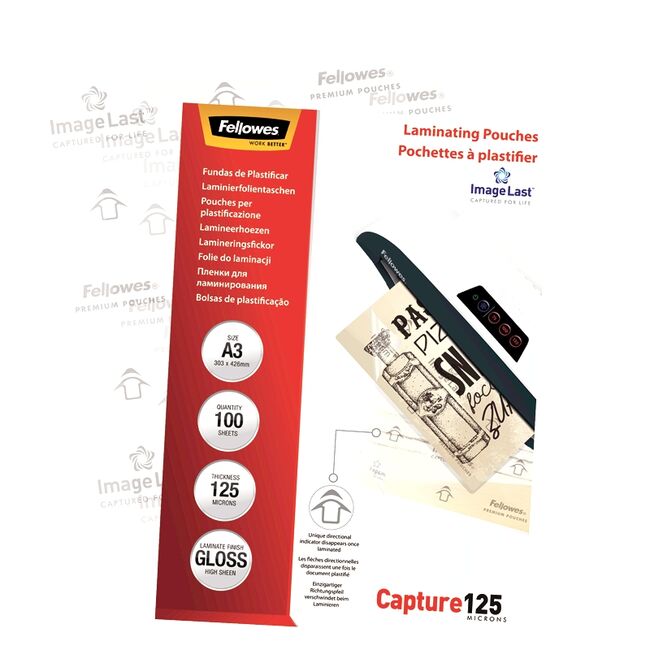 Folie pentru laminare Fellowes, 125 microni, A3, 100 coli/top BPTCAY141253
