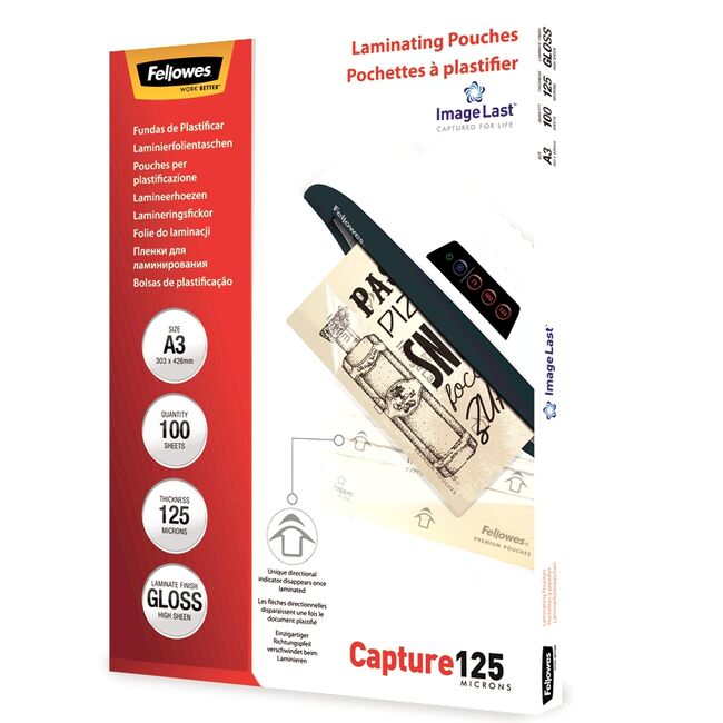 Folie pentru laminare Fellowes, 125 microni, A3, 100 coli/top BPTCAY141253