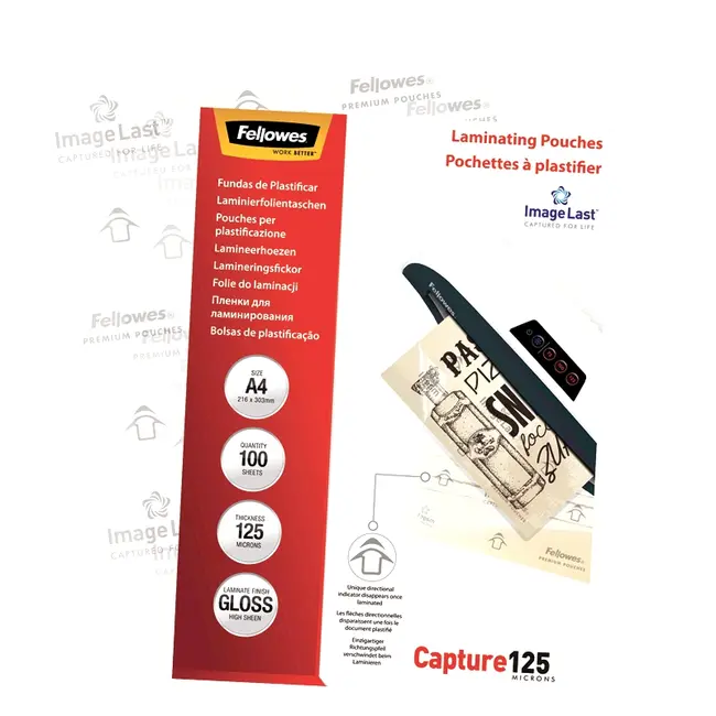 Folie pentru laminare Fellowes, 125 microni, A4, 100 coli/top BPTCAY141254