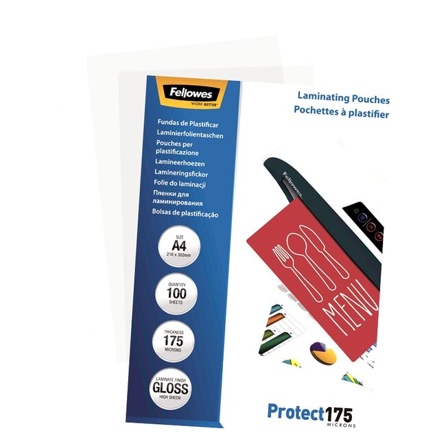 Folie pentru laminare Fellowes, 175 microni, A4, 100 coli/top BPTCAY141754