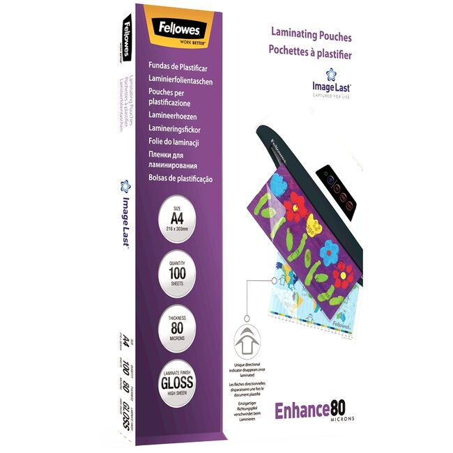 Folie pentru laminare Fellowes, 80 microni, A4, 100 coli/top BPTCAY140854