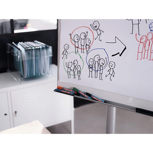 Marker Edding 380 pentru flipchart, varf rotund, 1.5-3 mm, 4 culori/set (negru, albastru, rosu, verde) BPTCED380005