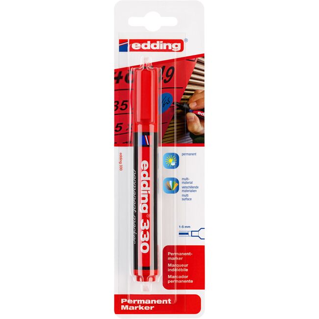 Marker permanent Edding 330, varf retezat 1-5 mm, rosu, blister BPTCED33002B
