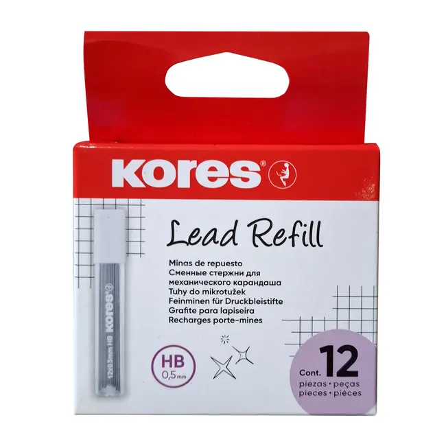 Mine Kores pentru creion mecanic, lungime 60 mm, HB, 0.5 mm 12 bucati/cutie BPTCKS990150