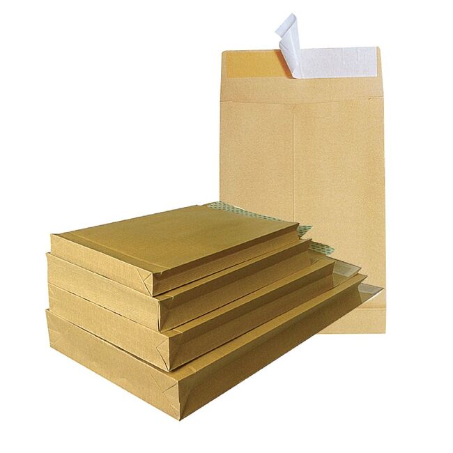 Plic cu burduf, B4, 250 x 353 x 50 mm, kraft, banda silicon, 120 g/mp, 100 bucati/cutie BPTCKF70135