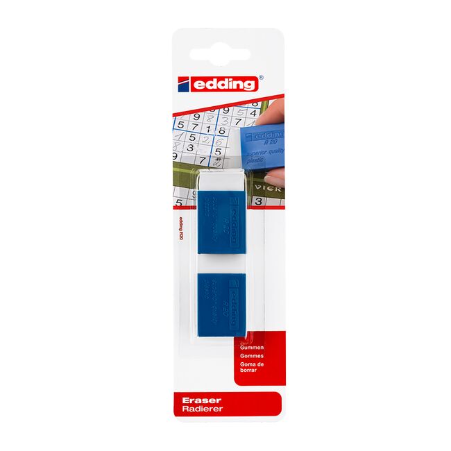 Radiera Edding R20, suport plastic, 2 bucati/blister BPTCEDR020B