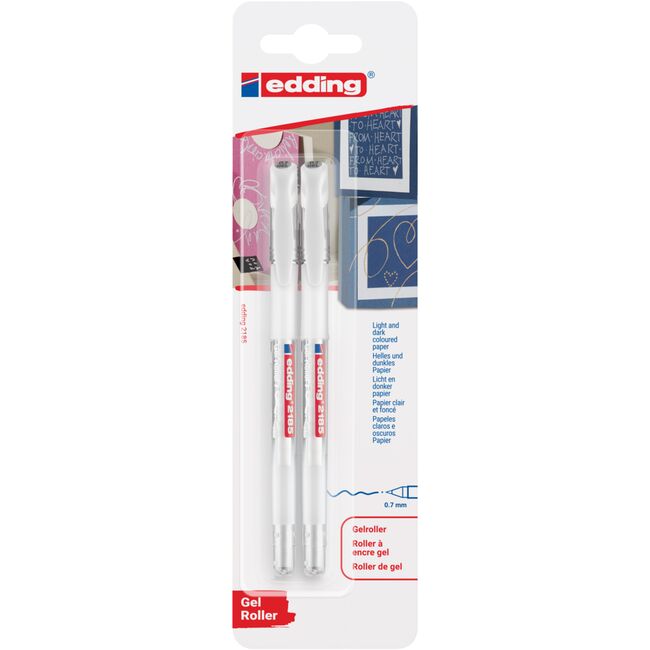 Roller Edding 2185 cu gel, varf 0.7 mm, alb, blister BPTCED218549