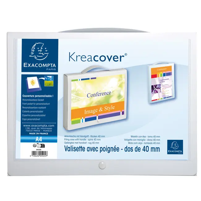 Mapa PP Exacompta Kreacover, A4, maner inchidere cu buton, alb BPTCFA005925