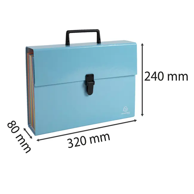 Mapa tip proiect cu maner Exacompta Aquarel, carton, A4, 18 compartimente, albastru BPTCFA056762