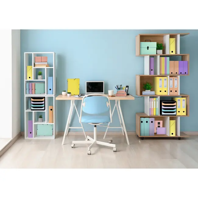 Mapa tip proiect cu maner Exacompta Aquarel, carton, A4, 18 compartimente, albastru BPTCFA056762