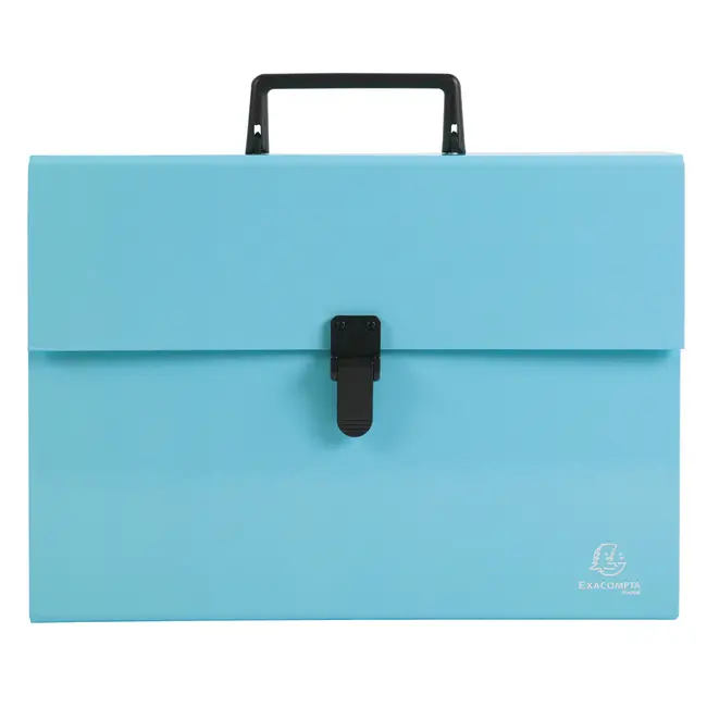 Mapa tip proiect cu maner Exacompta Aquarel, carton, A4, 18 compartimente, albastru BPTCFA056762