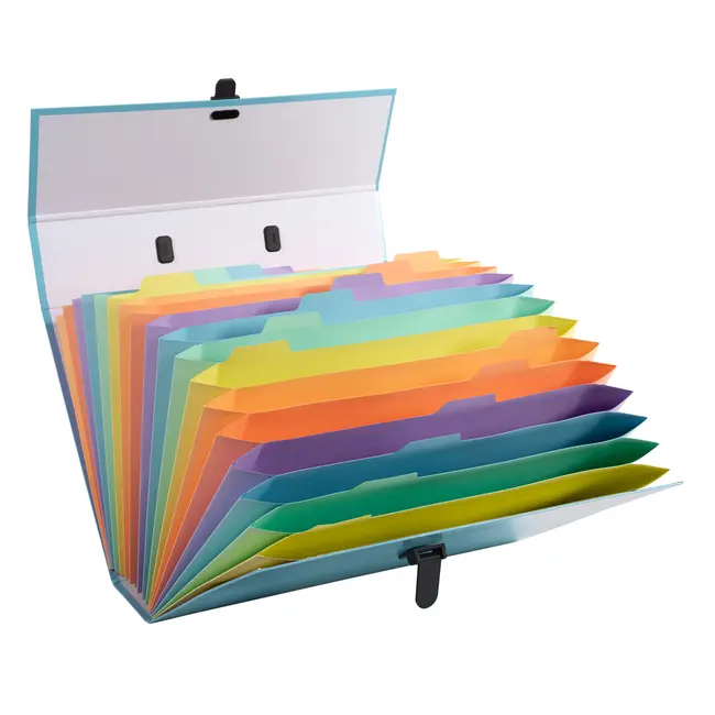 Mapa tip proiect cu maner Exacompta Aquarel, carton, A4, 18 compartimente, albastru BPTCFA056762