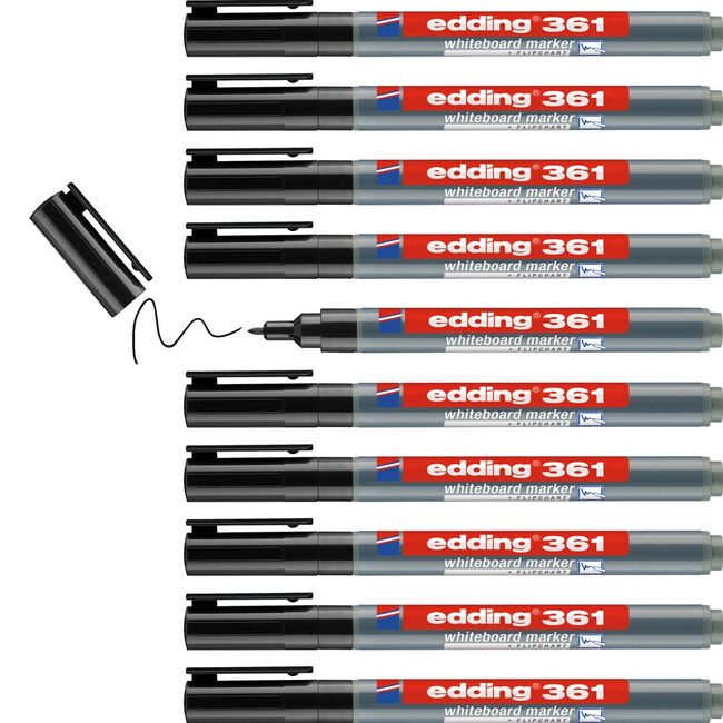 Marker Edding 361 pentru tabla, corp plastic, varf 1 mm, negru BPTCED361001