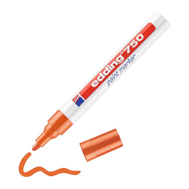 Marker cu vopsea Edding 750, corp metalic, varf 2-4 mm, portocaliu BPTCED750006