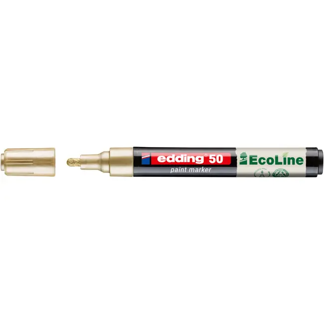 Marker cu vopsea edding Ecoline 50, corp din plastic reciclat, varf rotund, 2-3 mm, auriu BPTCED050053