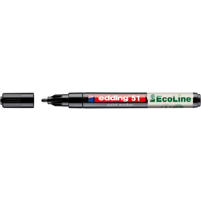 Marker cu vopsea edding Ecoline 51, corp din plastic reciclat, varf rotund, 1-2 mm, negru BPTCED051001