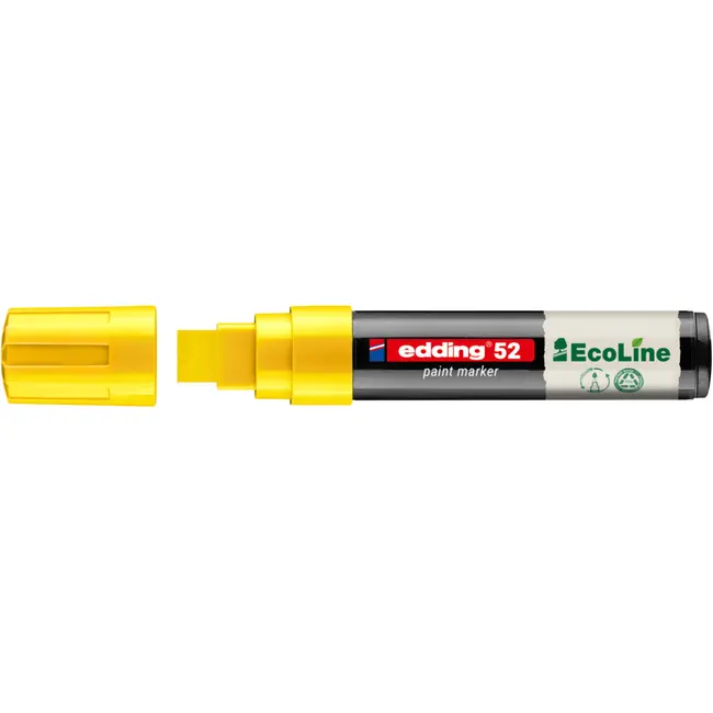 Marker cu vopsea edding Ecoline 52, corp din plastic reciclat, varf tesit, 4-15 mm, galben BPTCED052005