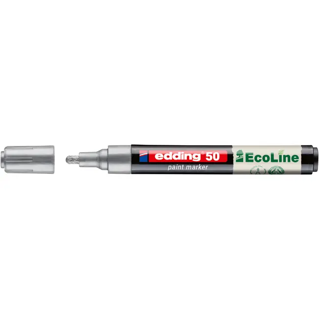 Marker cu vopsea pe baza de apa edding Ecoline 50, corp din plastic reciclat, varf rotund, 2-3 mm, argintiu BPTCED050054