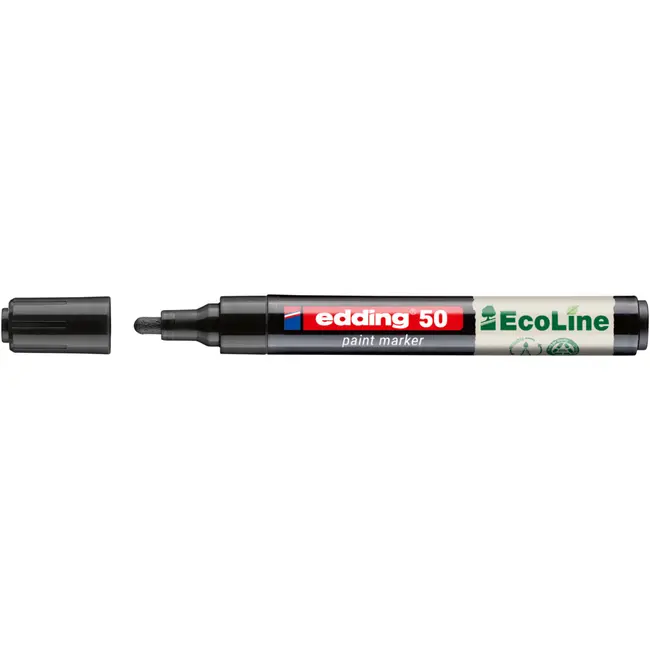 Marker cu vopsea pe baza de apa edding Ecoline 50, corp din plastic reciclat, varf rotund, 2-3 mm, negru BPTCED050001