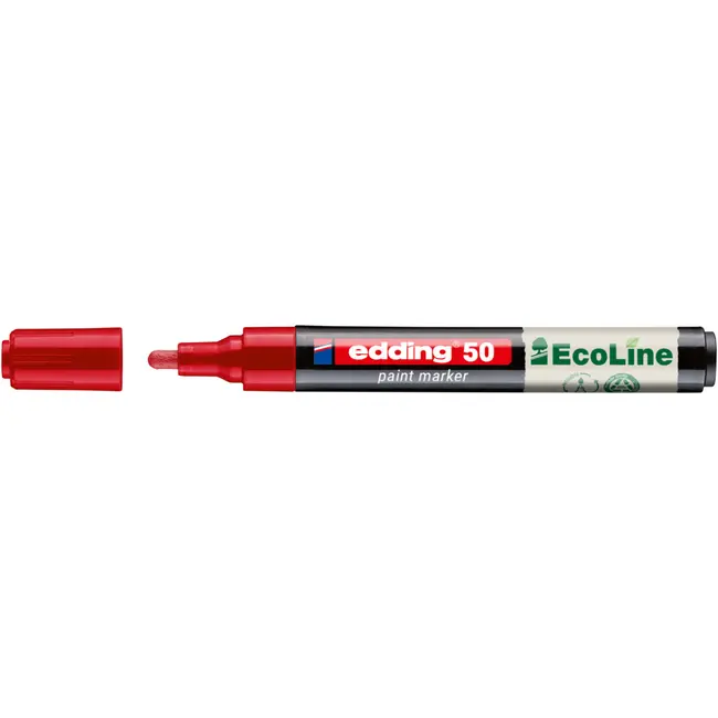 Marker cu vopsea pe baza de apa edding Ecoline 50, corp din plastic reciclat, varf rotund, 2-3 mm, rosu BPTCED050002